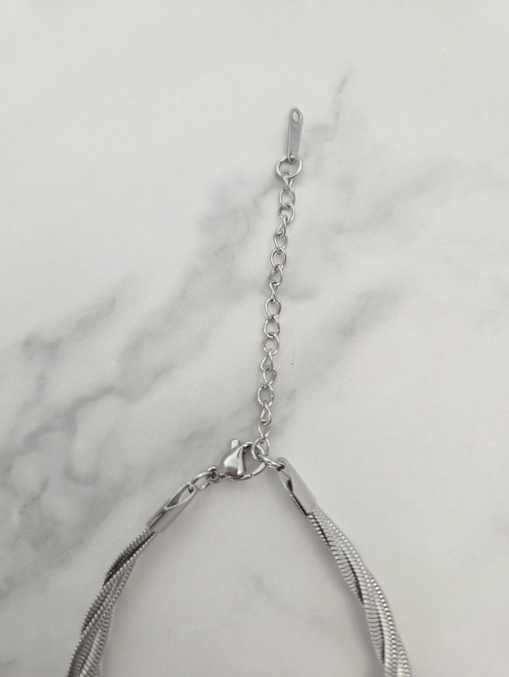 ​Silver Braided Herringbone Snake Chain Multistrand Bracelet - Picture 4 of 12